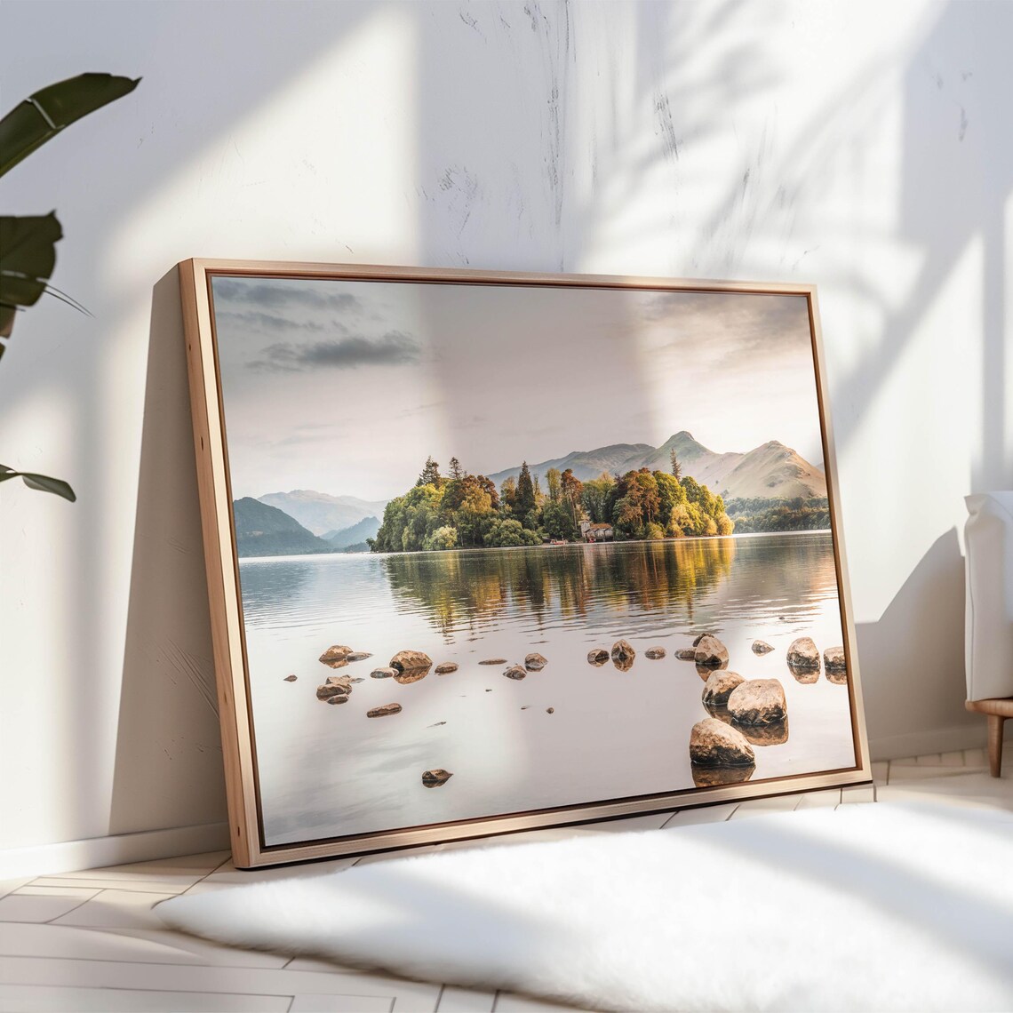 Derwentwater Wooded Island And Fells Reflections Lake District Poster - Image 3