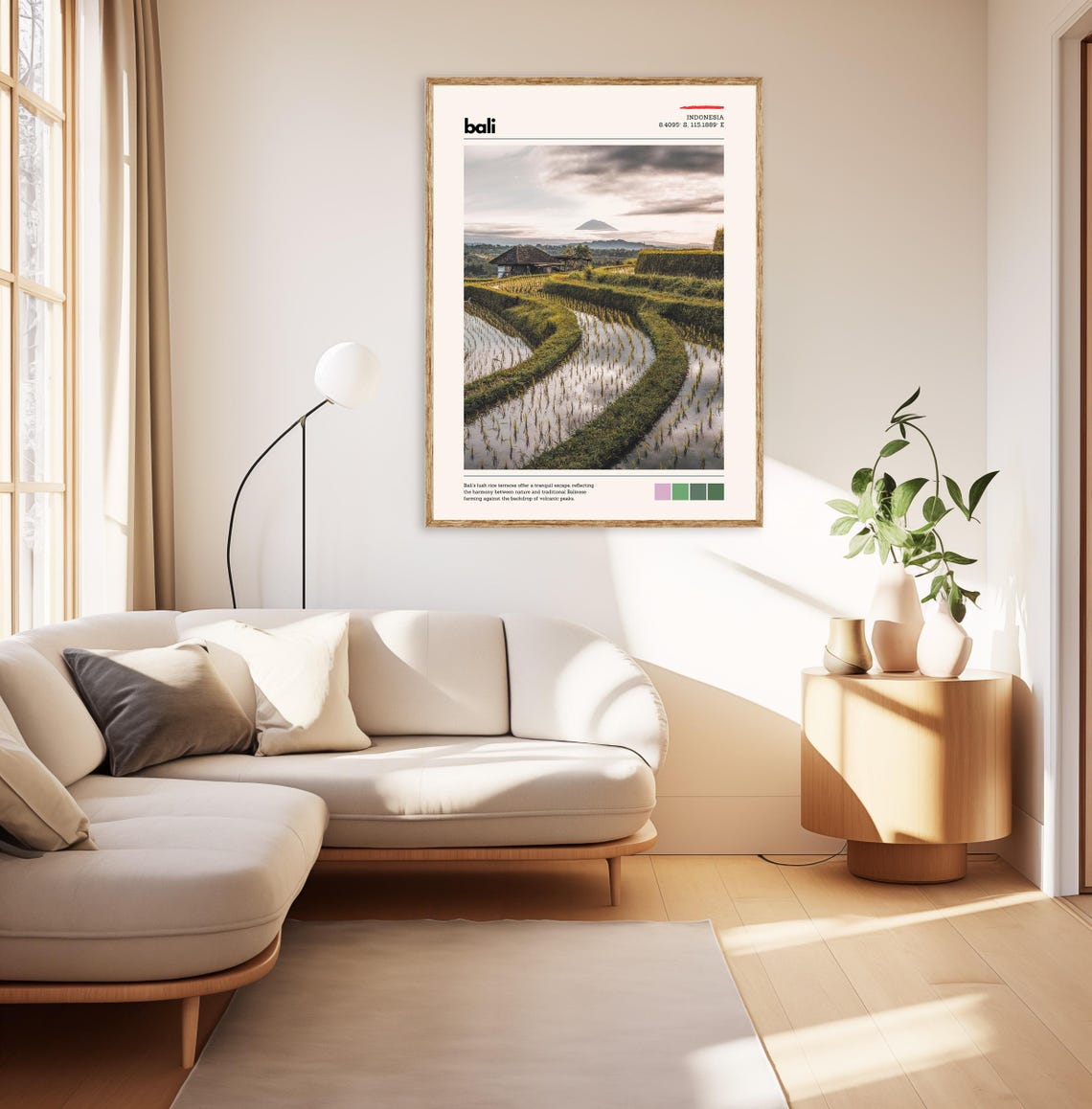 Bali Rice Terraces With Volcanic Peak Lush Indonesia Travel Poster - Image 3