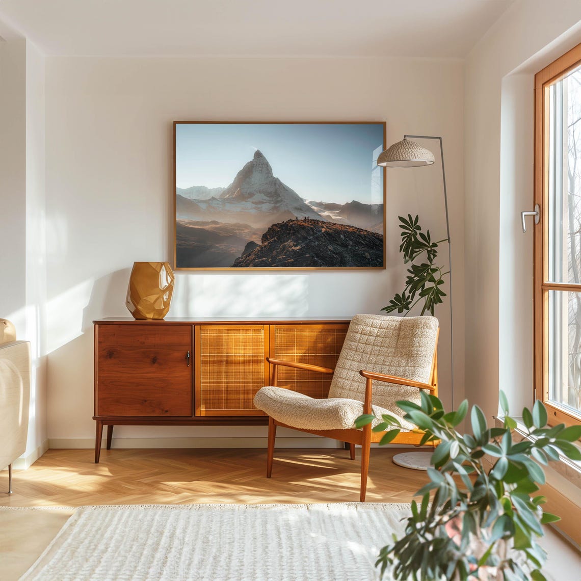 Hikers On Rocky Summit Ridge With Matterhorn Zermatt Alps Poster - Image 5