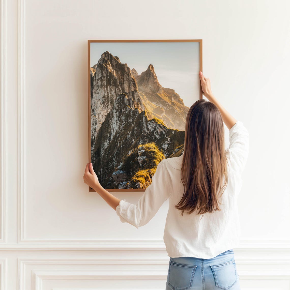 Rugged Rocky Mountain Peaks Glowing in Golden Sunset Light Poster - Image 3