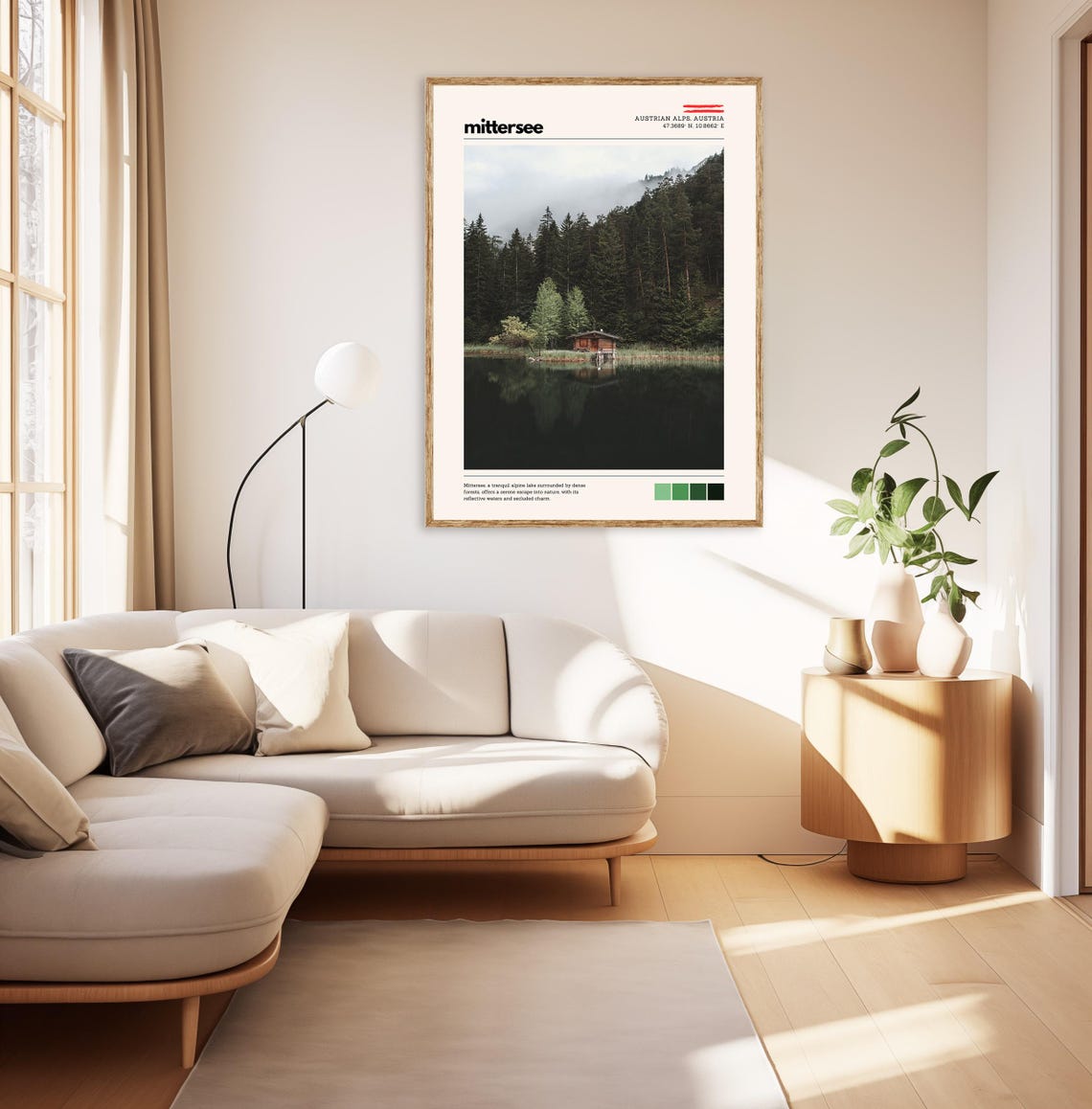 Mittersee Austrian Alps Misty Lake Forest Boathouse Photo Poster - Image 2