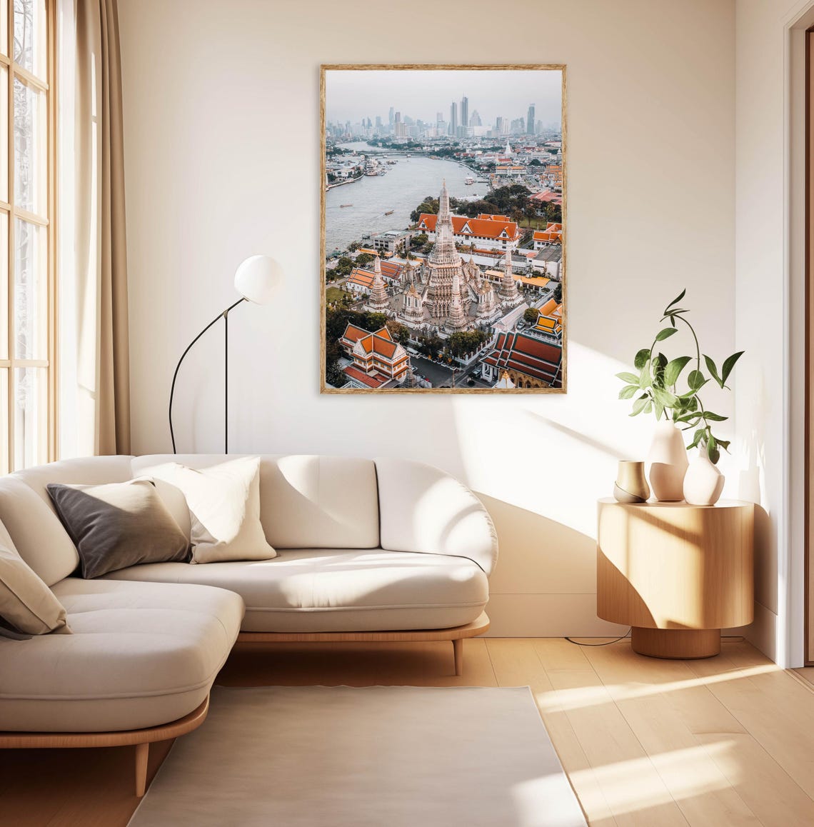 Wat Arun Chao Phraya River Temple Bangkok Aerial View Poster - Image 2