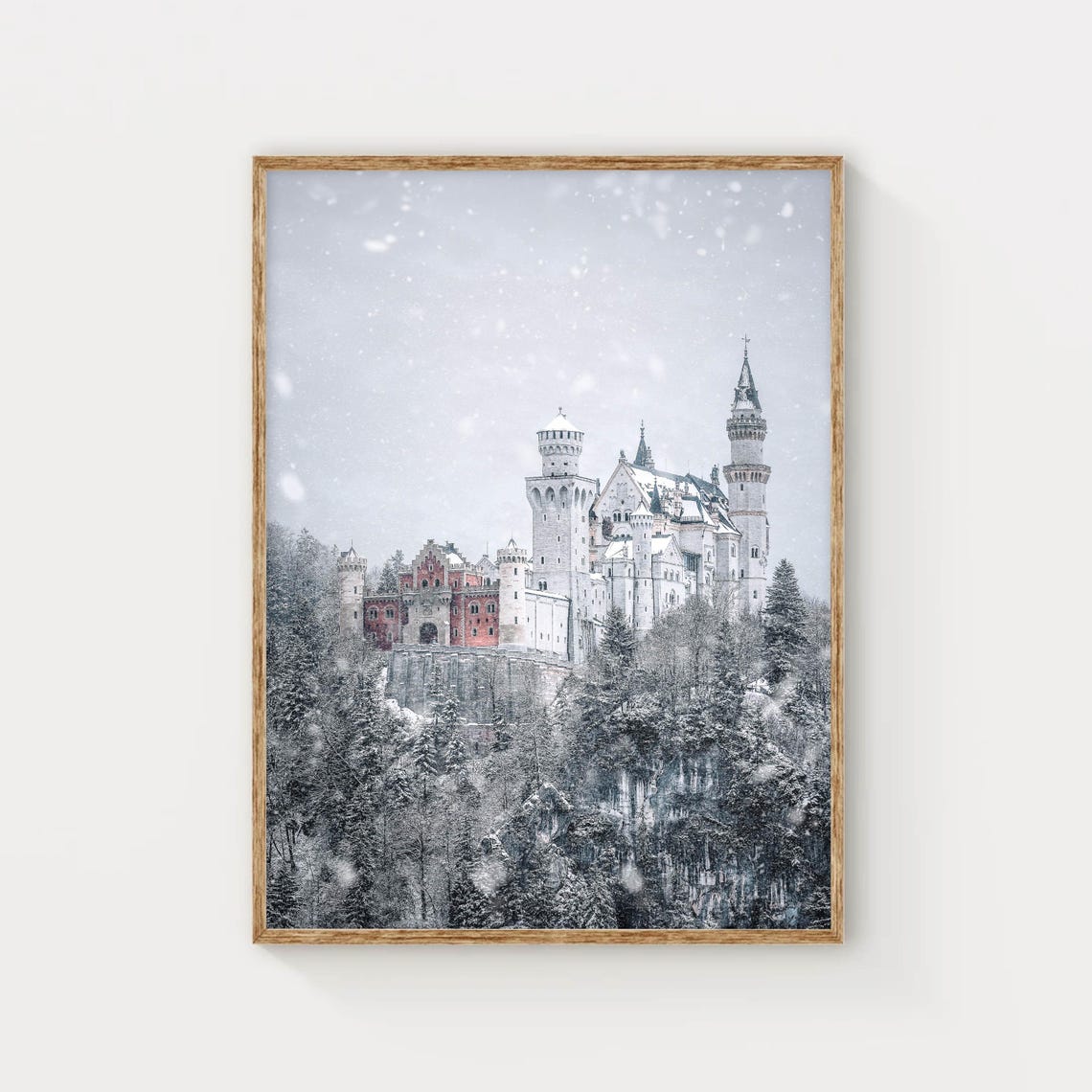 Neuschwanstein Castle in Snow Winter Fairytale Photography Poster