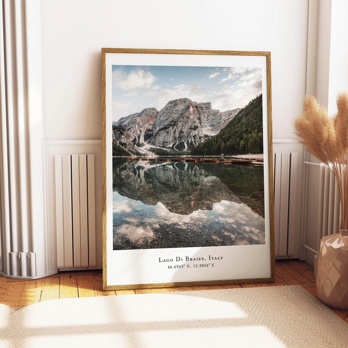 Lago di Braies Wooden Boats Mirror Lake Italy Dolomites Poster - Image 4