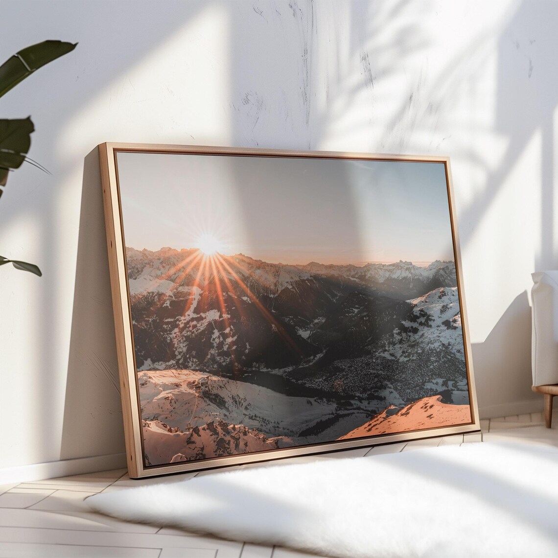 Verbier Switzerland Sunset Sunburst Over Snowy Alpine Peaks Poster - Image 3