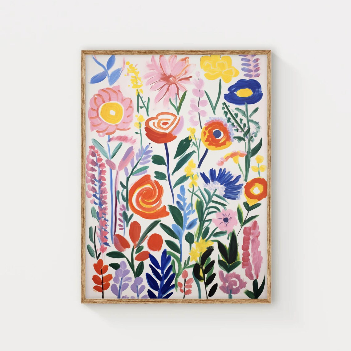 Colorful Wildflower Meadow Painting Joyful Floral Art Poster