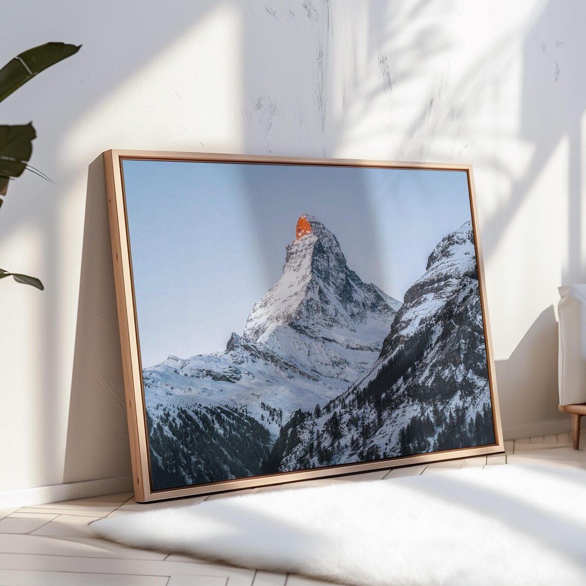 Matterhorn Sunrise Glowing Orange Summit Snowy Swiss Alps Photo Poster - Image 2