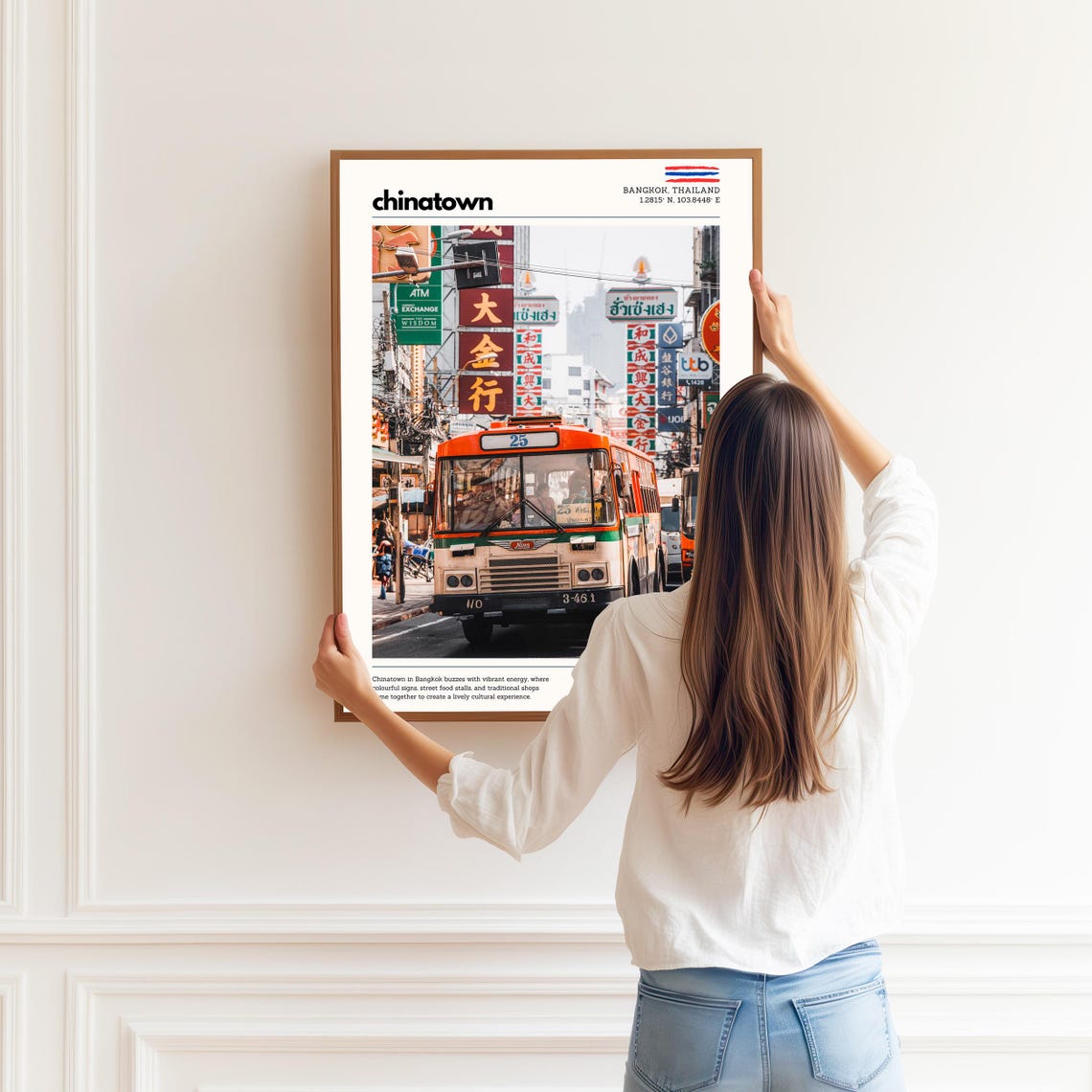 Bangkok Chinatown Wall Art Thailand Travel Poster Vibrant Street Scene Print Asian Cultural Decor Urban Photography Gift For New Home