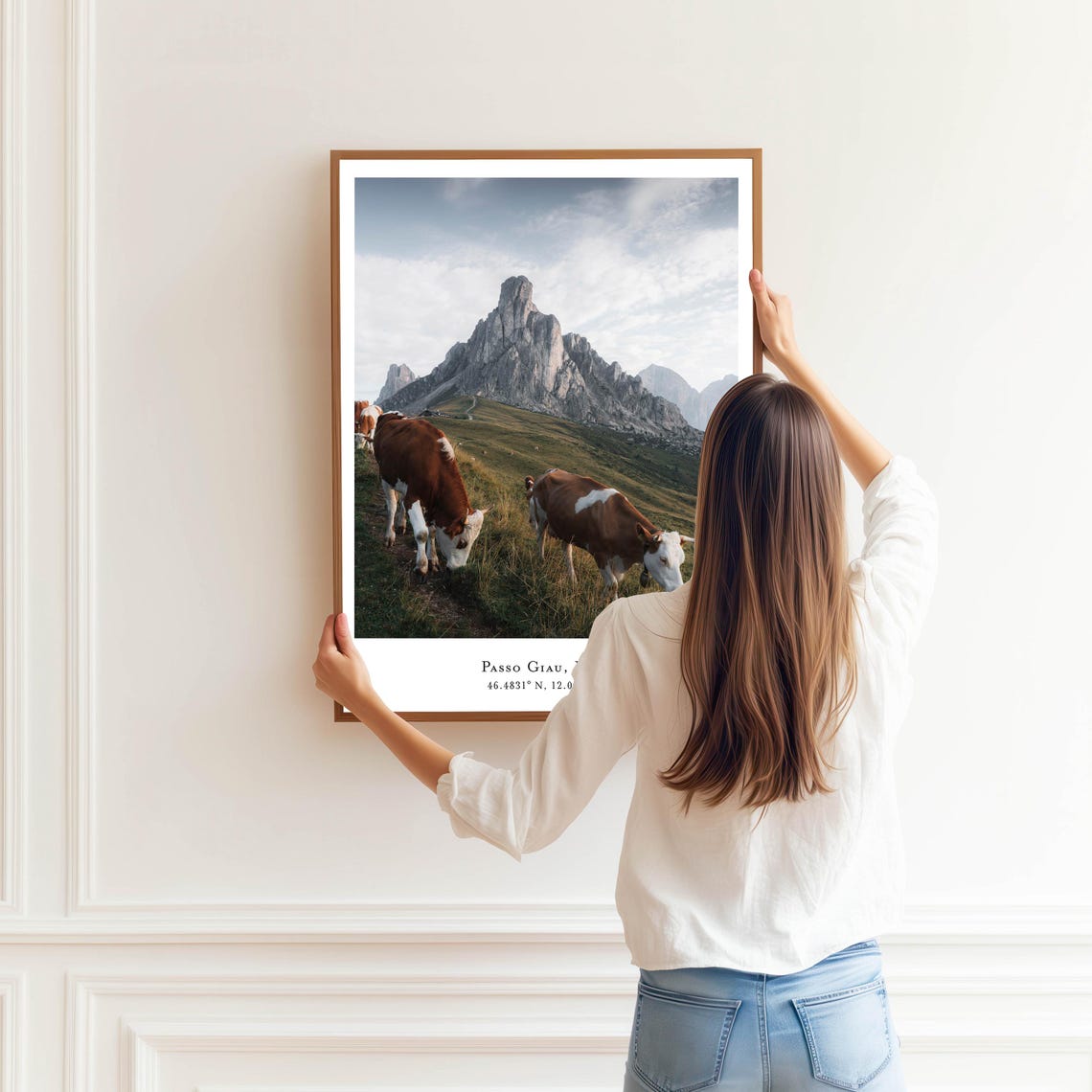 Passo Giau Dolomites Italy Grazing Cows Alpine Summer Peak Poster - Image 3