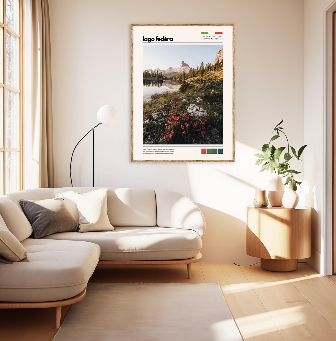 Lago Federa Dolomites Italy Alpine Lake Wildflower Travel Poster - Image 2