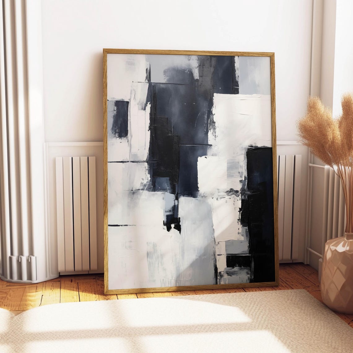 Bold Black and White Abstract Brushstroke Modern Painting Poster - Image 4