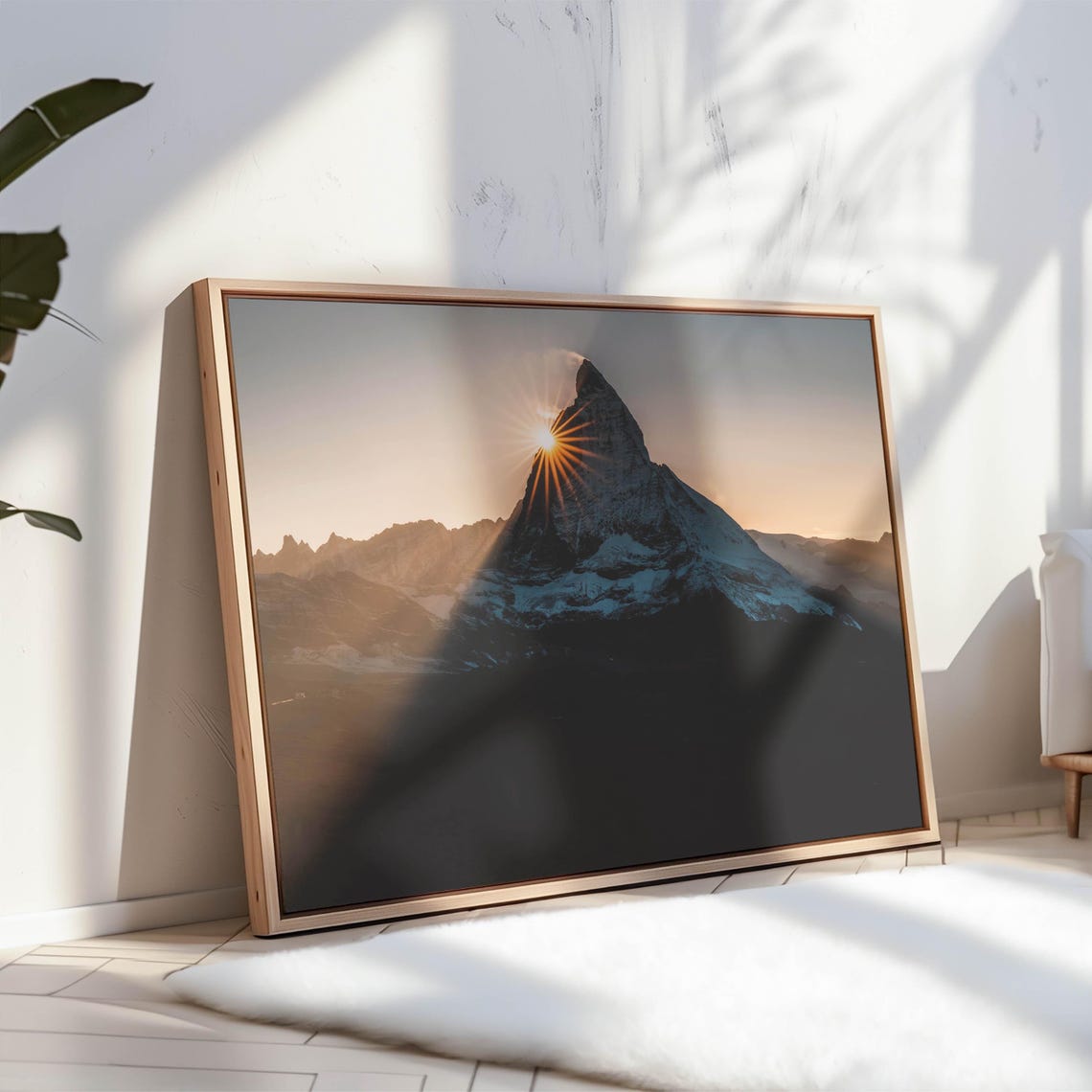 Matterhorn Mountain Silhouette Dramatic Sunburst Dusk Peak Poster - Image 3