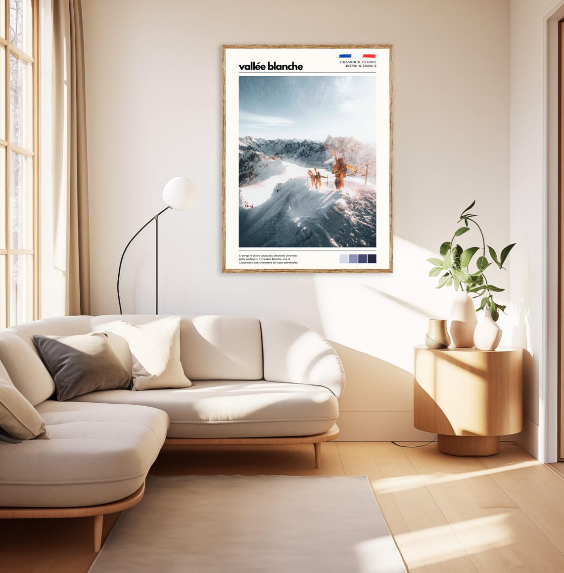 Vallee Blanche Chamonix Ski Descent French Alps Winter Sports Poster - Image 2
