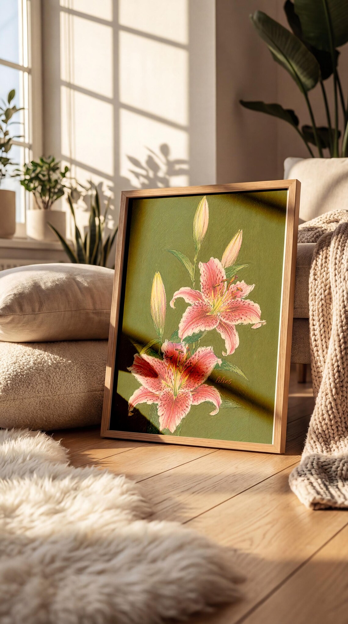 Pink Lilies Vintage Floral Botanical Art Print - Image 7
