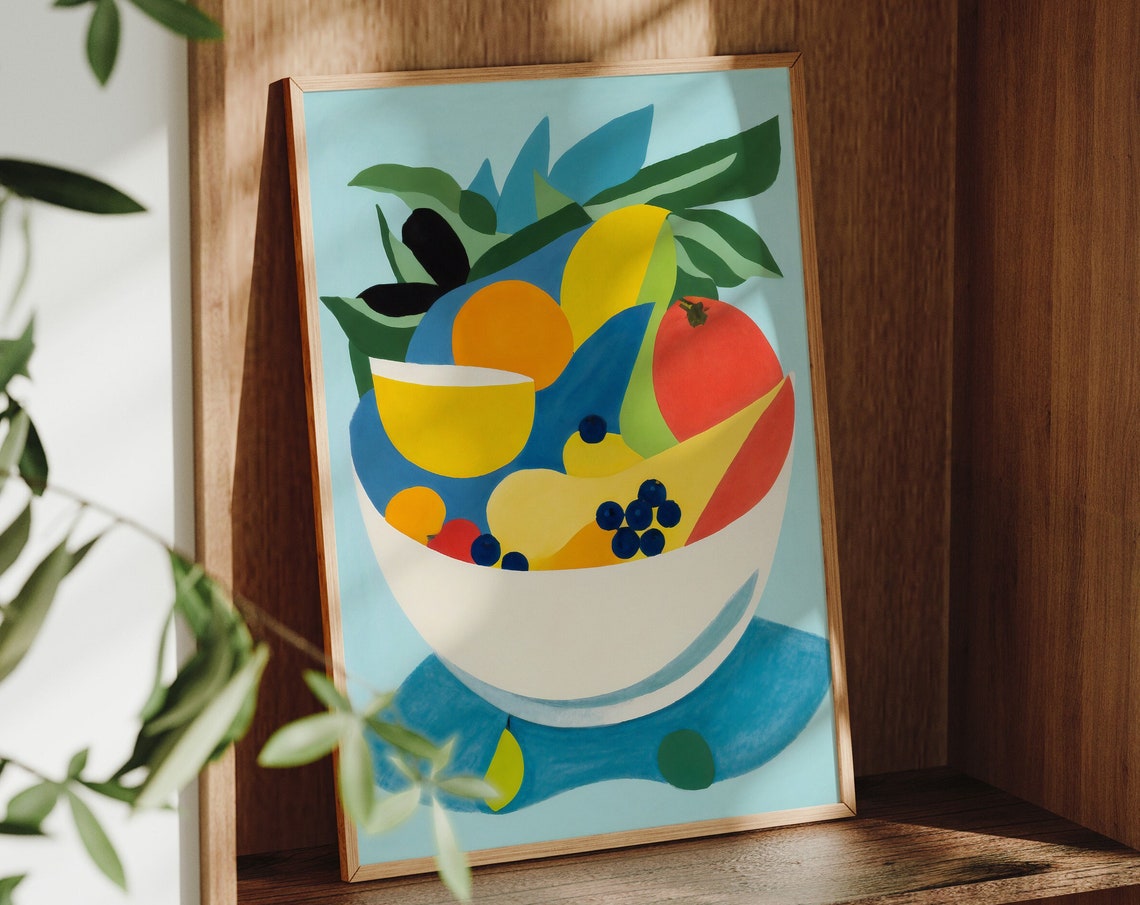 Abstract Colorful Bowl With Fruits, Kitchen Art - Image 4