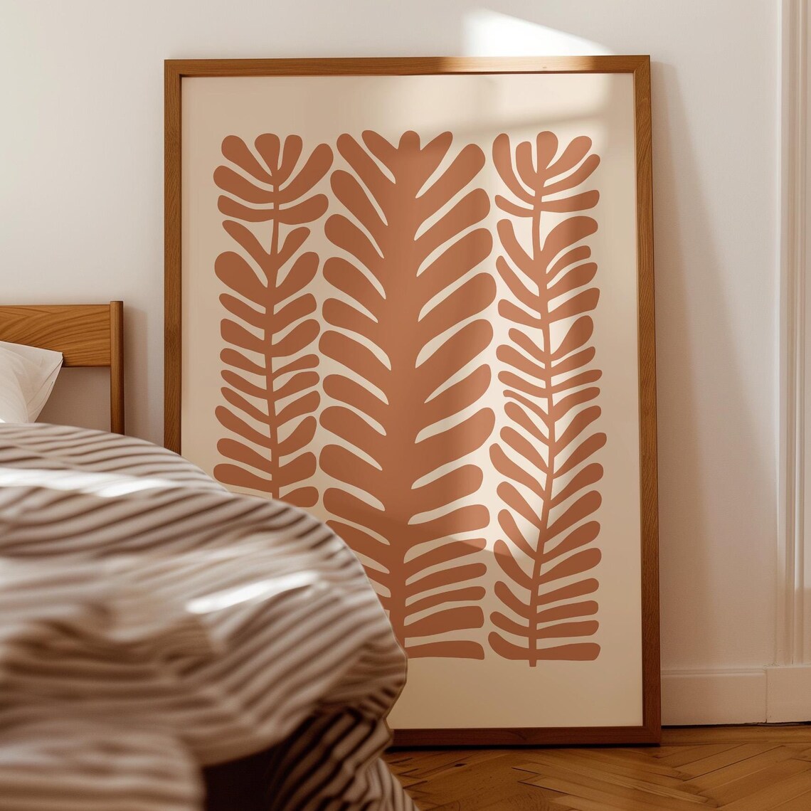 Burnt Orange Abstract Botanical Leaves Earth Tones Art Print