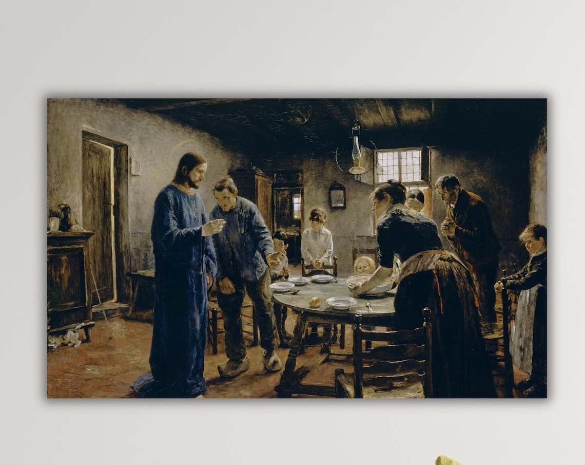 Fritz von Uhde The Mealtime Prayer Family Blessing Religious Art Poster