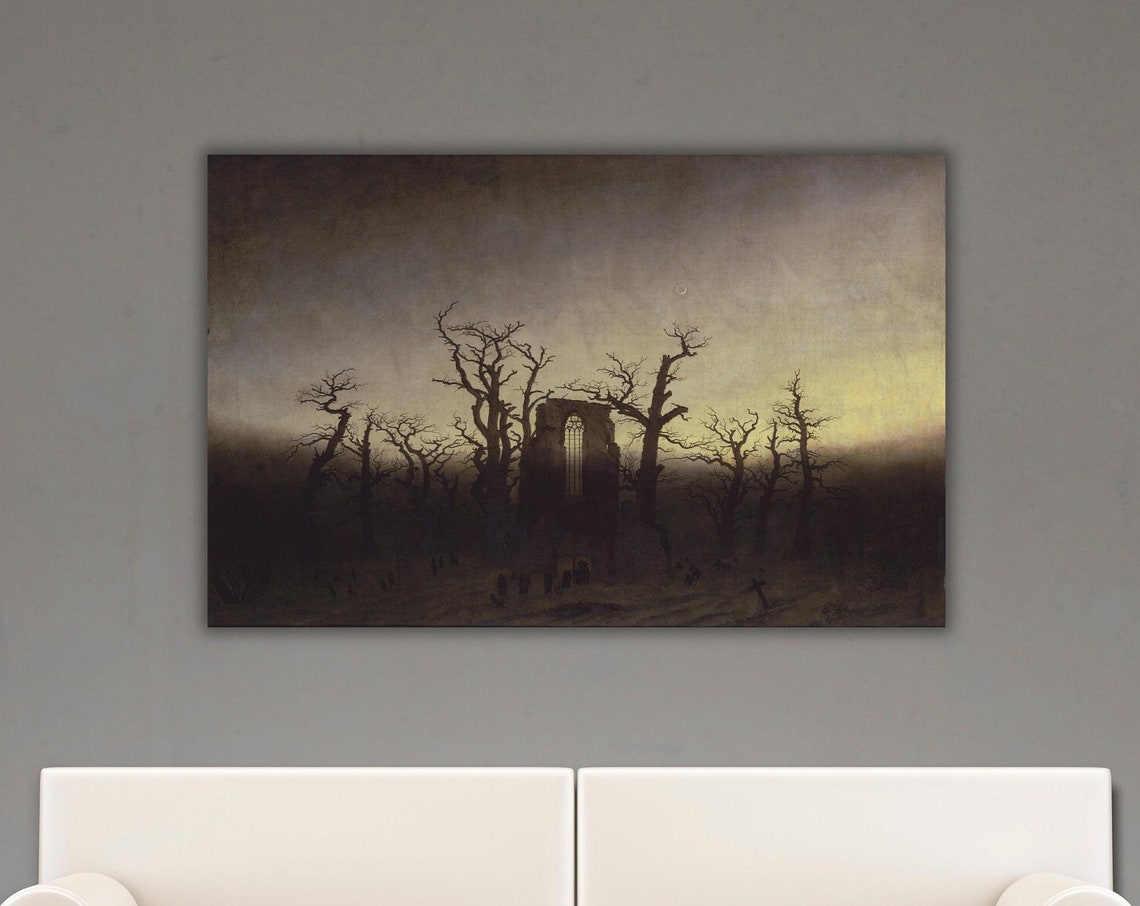 Caspar David Friedrich Abbey In The Oakwood Moonlit Gothic Poster