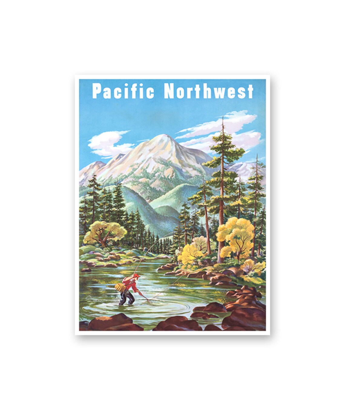 Pacific Northwest Fishing Poster, Oregon Washington