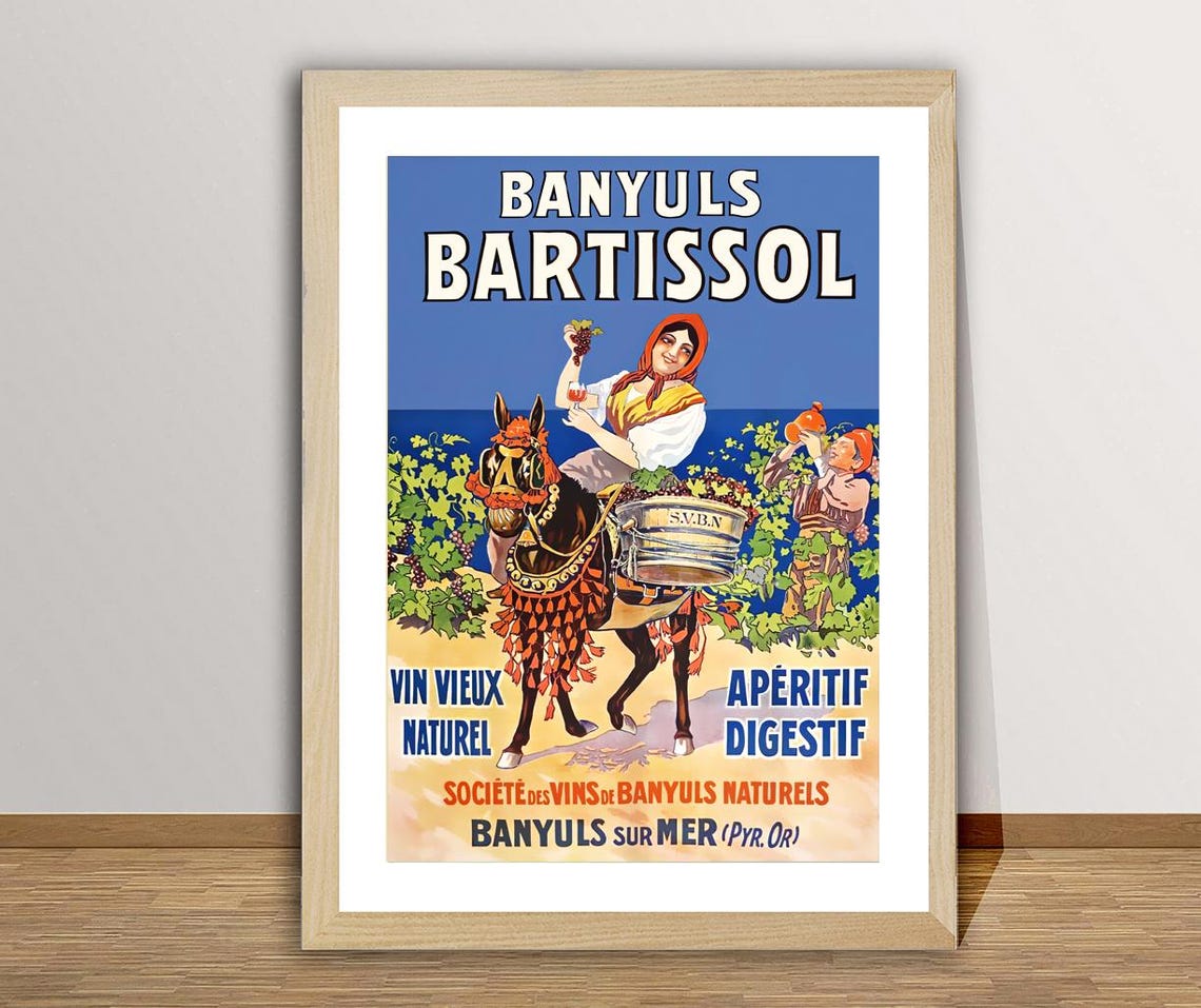 Banyuls Bartissol Vin Vieux Naturel Grape Harvest Vintage Wine Poster - Image 2