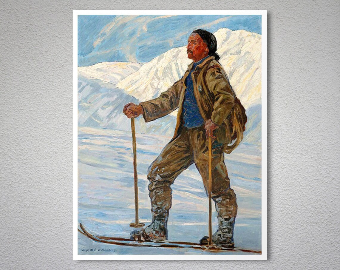 Hans Beat Wieland Alpine Skier Mountain Snow Vintage Sports Poster - Image 2