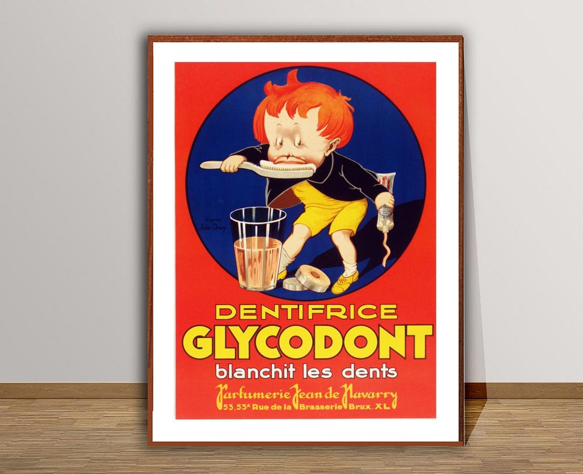 Dentifrice Glycodont Blanchit Les Dents Cartoon Boy French Ad Poster - Image 3