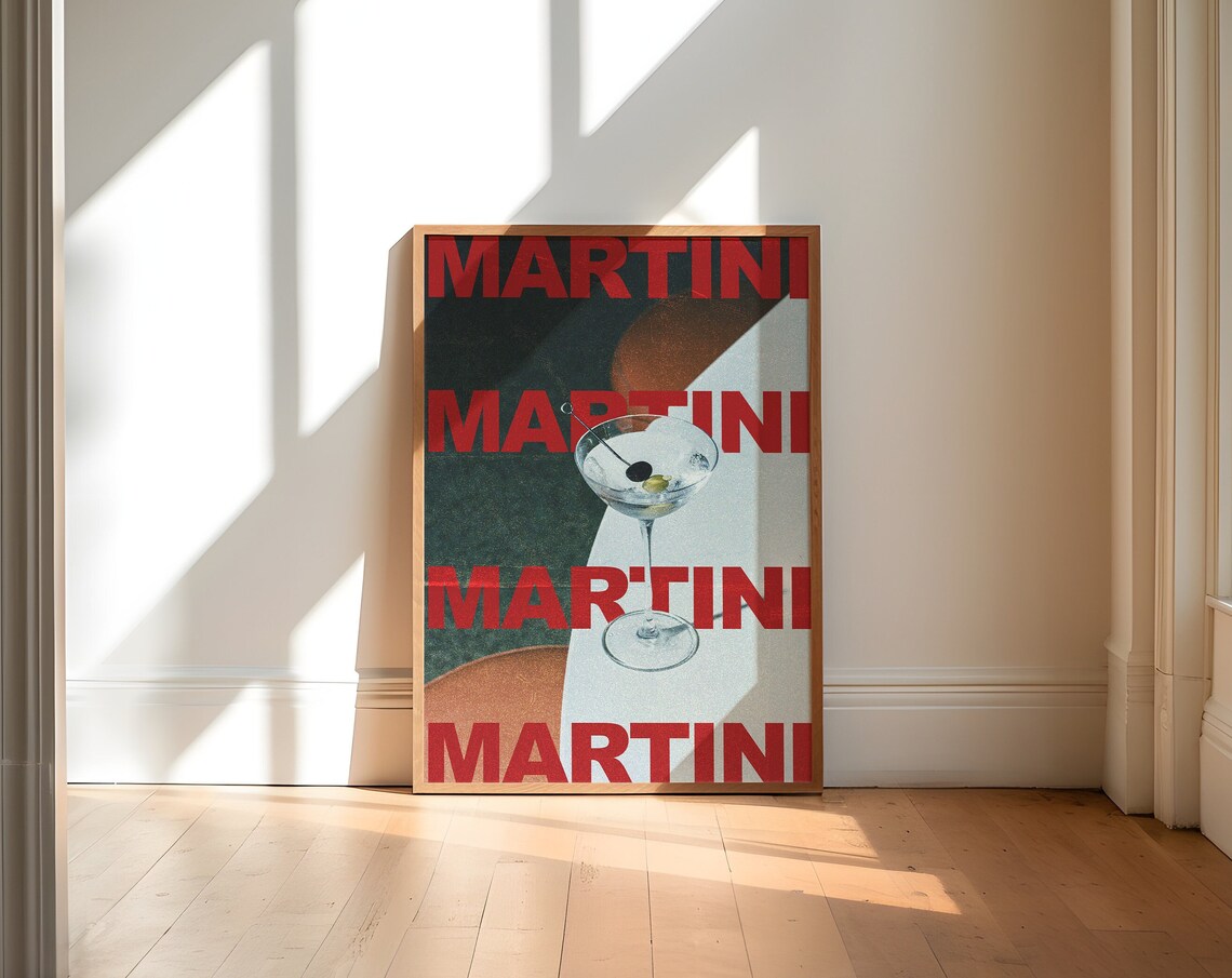Martini Print Retro Poster, Minimalist Bar Cart Art - Image 5