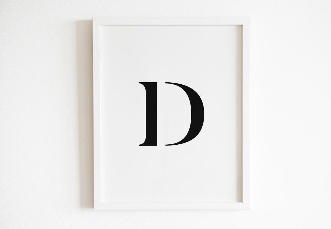 Letter D Modern Serif Monogram Initial Typography Wall Poster