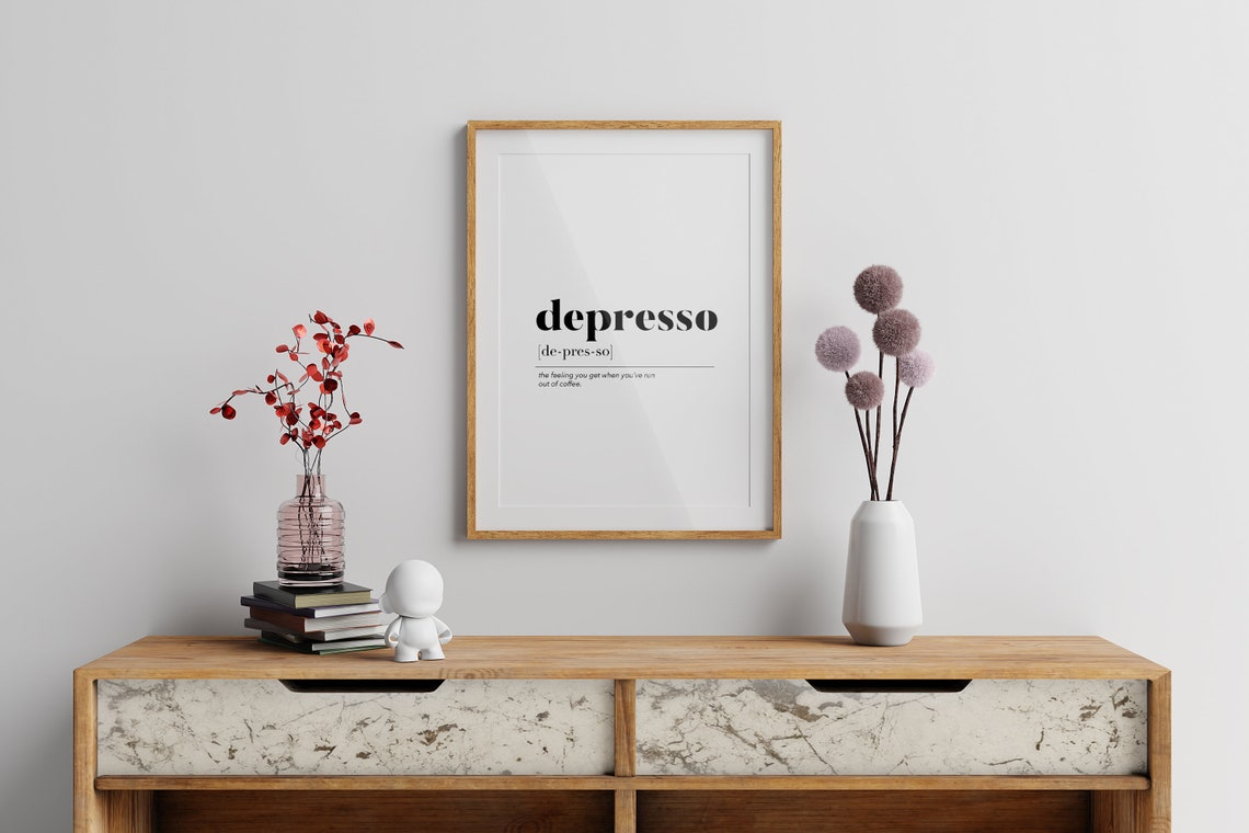 Depresso Dictionary Definition Funny Coffee Lover Quote Wall Art - Image 3
