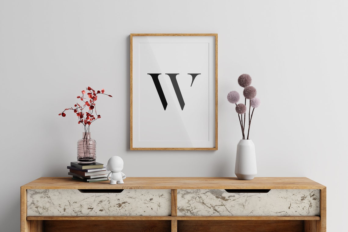 Letter W Bold Serif Monogram Initial Alphabet Minimalist Poster - Image 3