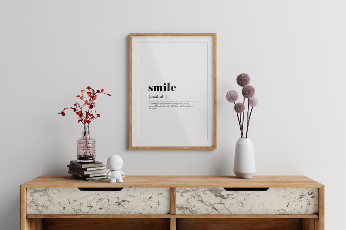 Smile Dictionary Definition Inspirational Word Meaning Wall Art - Image 3