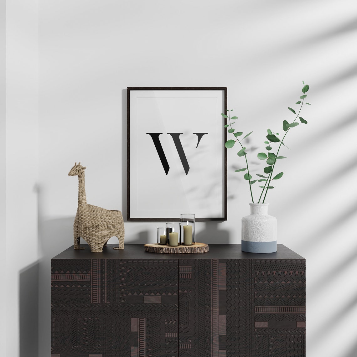Letter W Bold Serif Monogram Initial Alphabet Minimalist Poster - Image 4