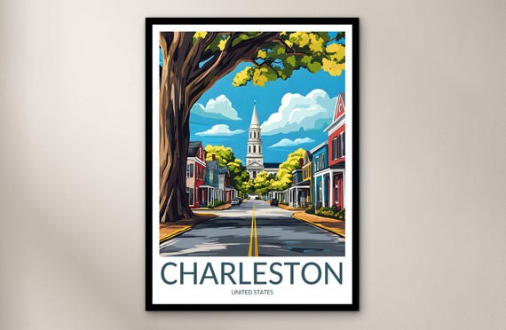 Charleston Travel Poster Wall Art Print United States Home Decor Gift North America Illustration