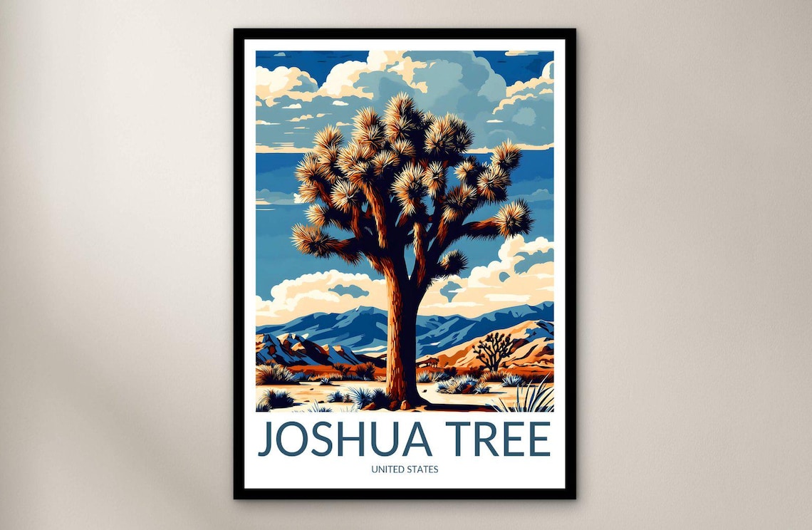 Joshua Tree Desert Sunset Mojave National Park Travel Poster