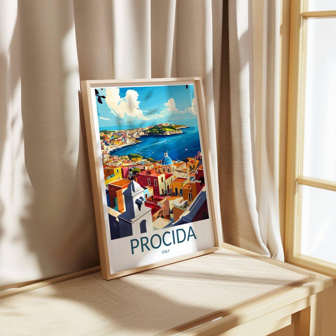 Procida Italy Colorful Island Aerial Coastal View Travel Poster - Image 3