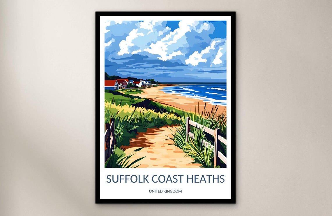 Suffolk Coast Heaths England Beach Dune Path Coastal Art Travel Poster