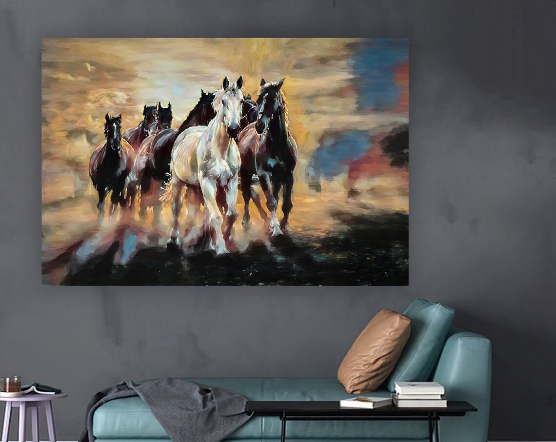 Running Horses Colorful Animal Wall Art Print