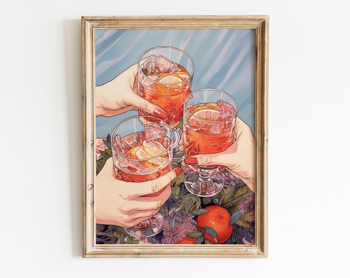 Cheers Vintage Cocktail Bar Art Print