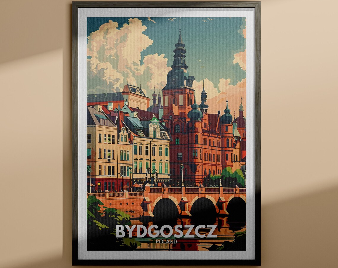 Bydgoszcz Poland River Bridge Historic Architecture View Poster