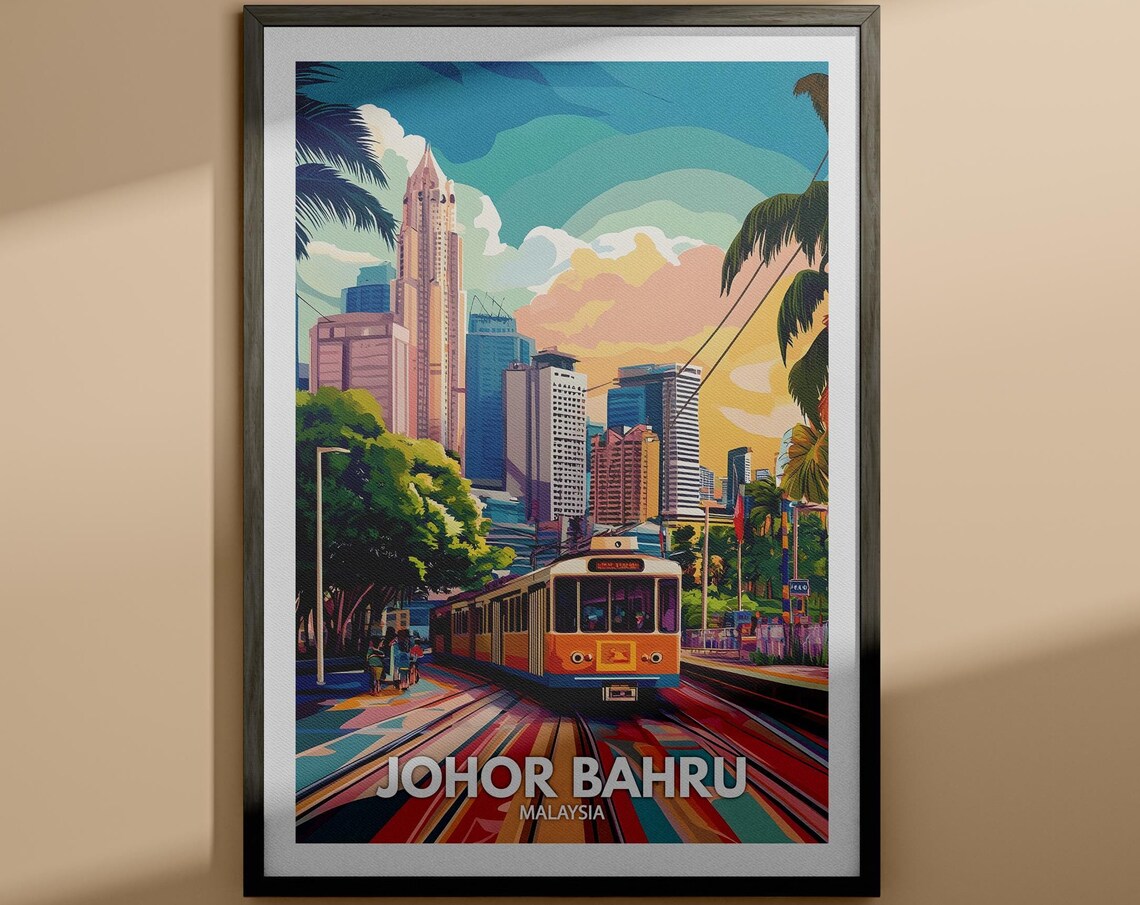 Johor Bahru Print Johor Bahru Travel Poster Malaysia Wall Art Print Malaysia Home Decor Travel Wall Art Decor Unique City Poster