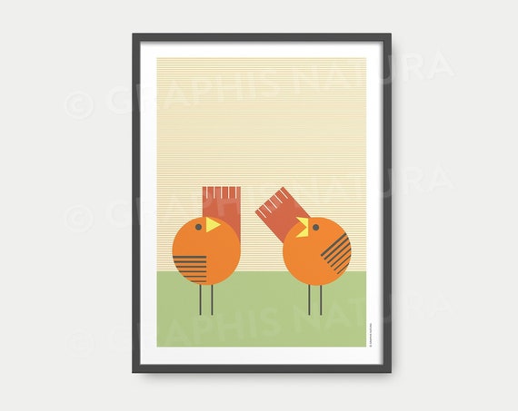 Geometric Bird Art Print Bird Wall Art Print Minimalist Bird Print Orange Bird Poster Wildlife Wall Art Nature Inspired Modern Decor