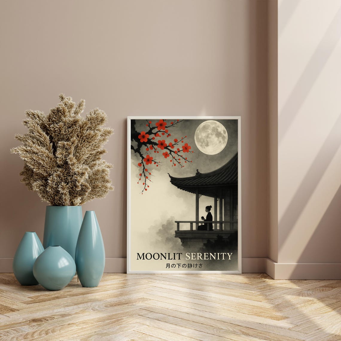 Moonlit Serenity Japandi, Zen Night Poster - Image 4