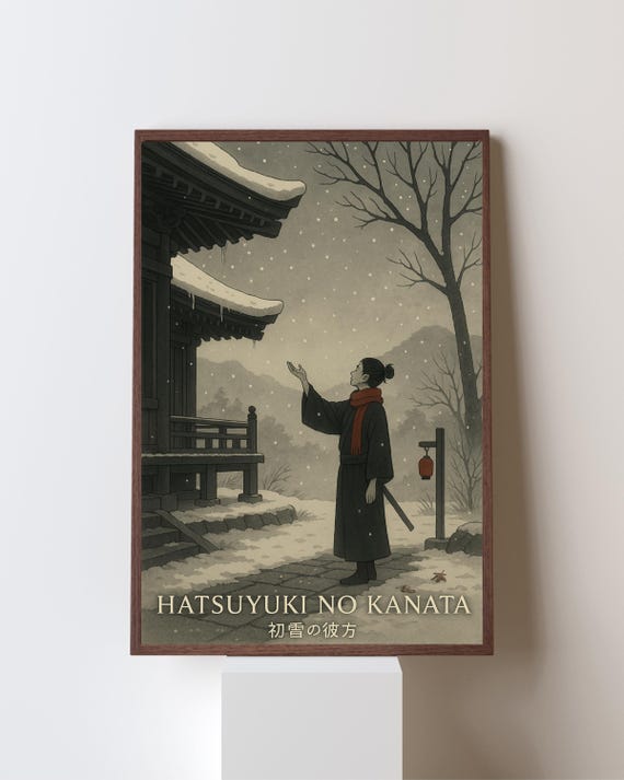 Hatsuyuki No Kanata Japanese Temple, Zen Minimalist Art Print