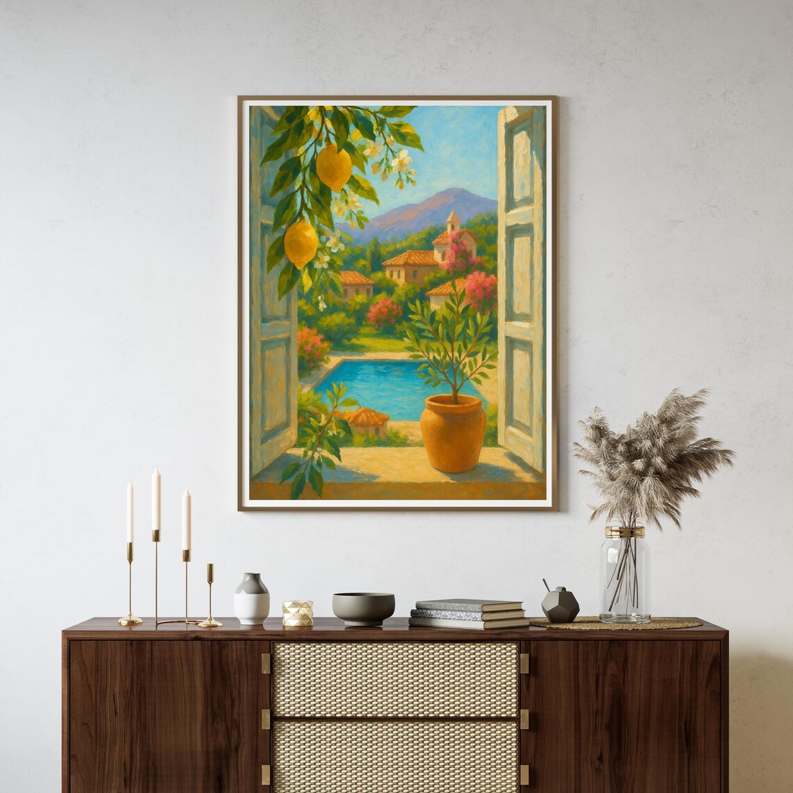 Mediterranean Pool View Lemon Tree, Italian Summer - Image 4