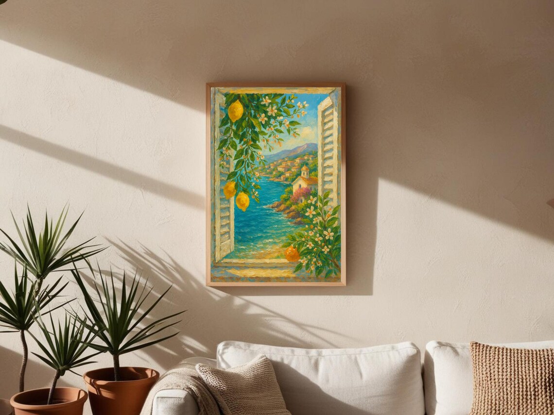 Italian Seaside Window, Lemon Tree Coastal View Print - Image 5
