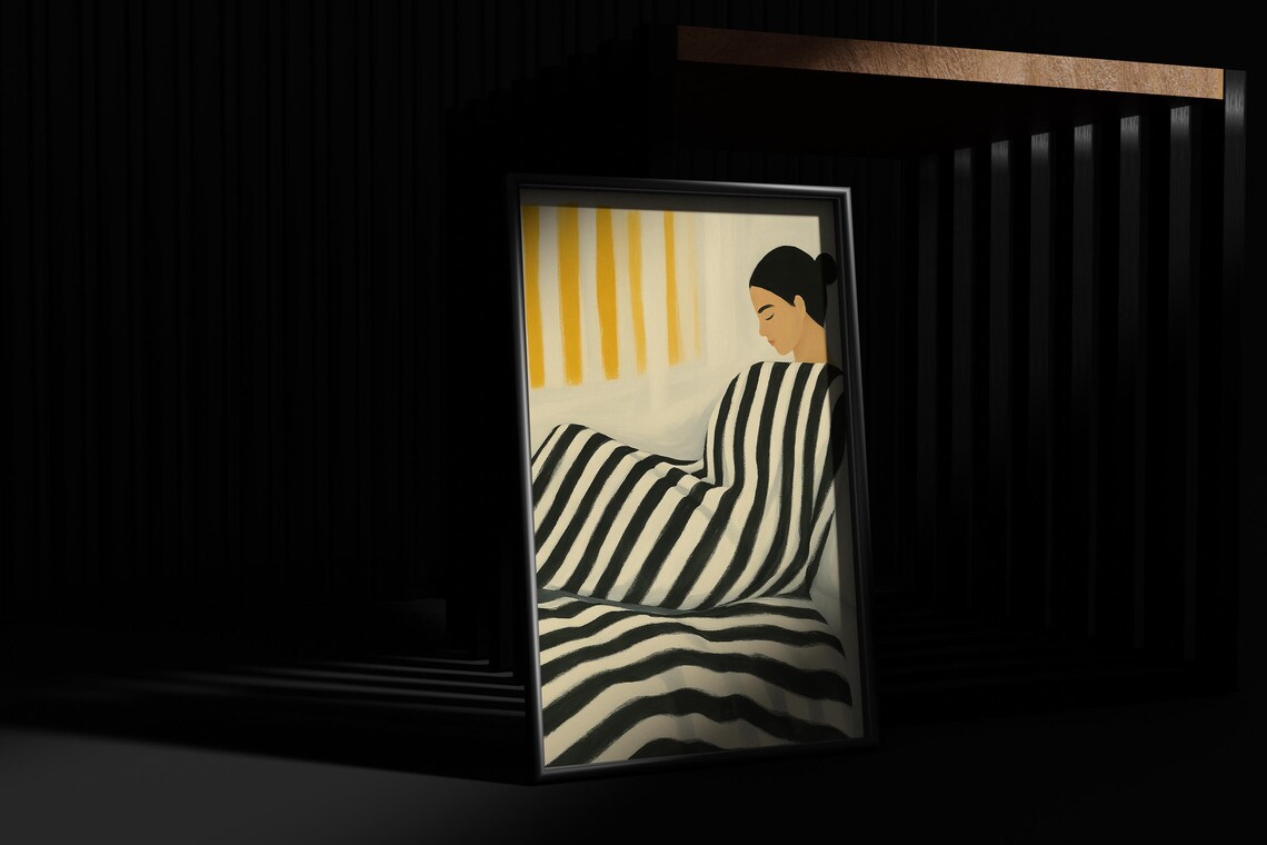 Minimalist Woman Illustration, Modern Cozy Bedroom Decor - Image 5