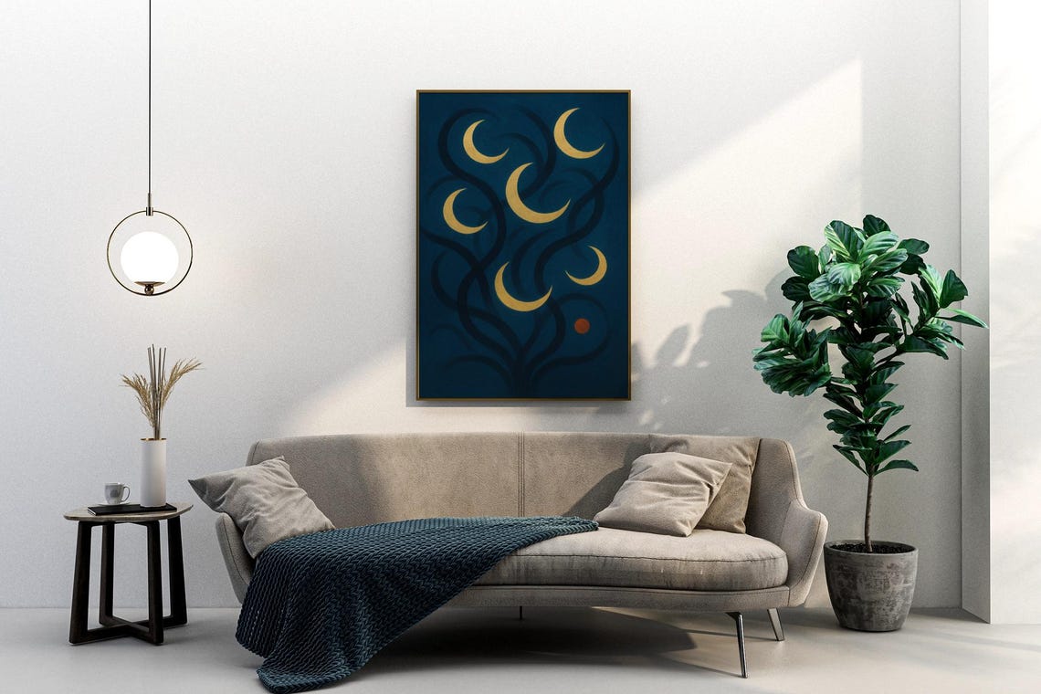 Moon Phases, Celestial Boho Night Sky Art Print - Image 5