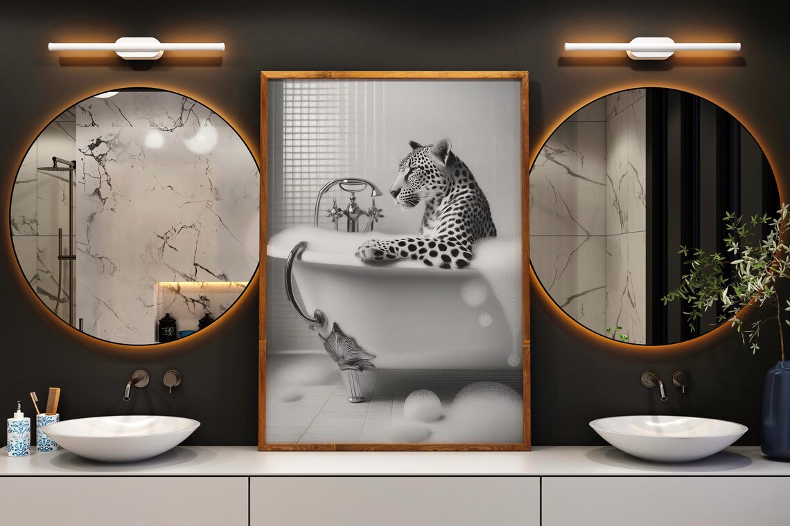 Leopard In Bathtub, Funny Bathroom Decor - Image 5