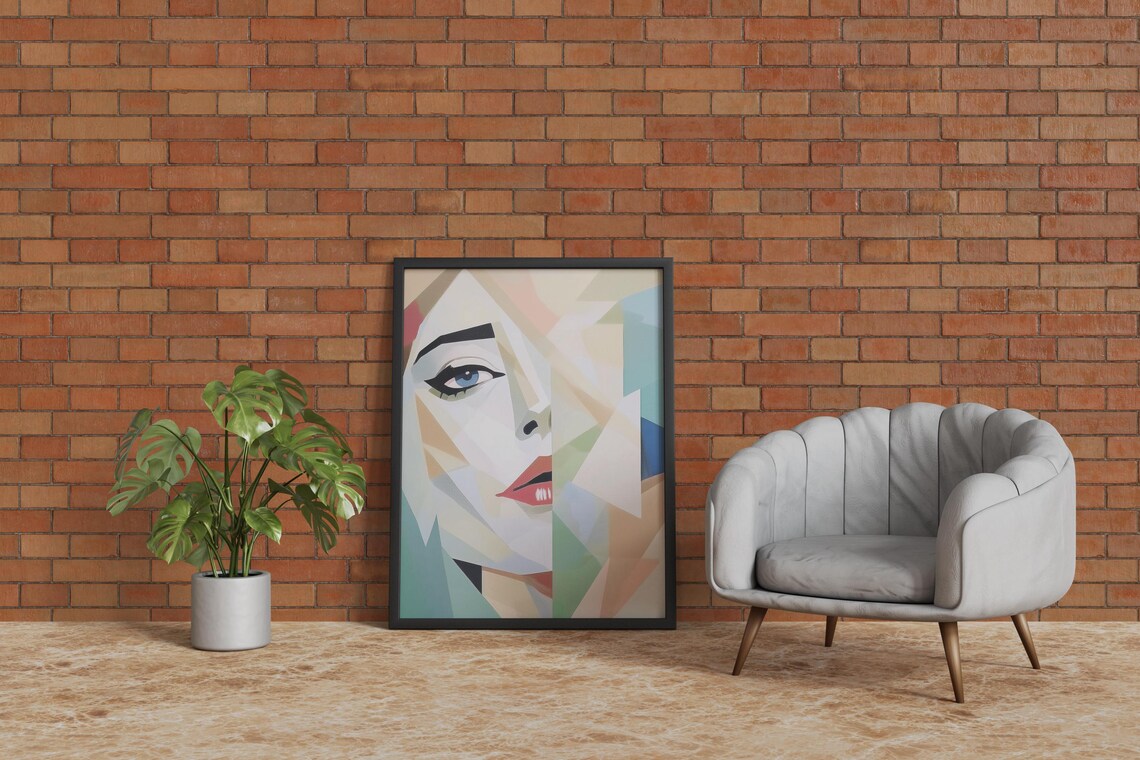 Abstract Geometric Woman Portrait, Modern Decor - Image 3