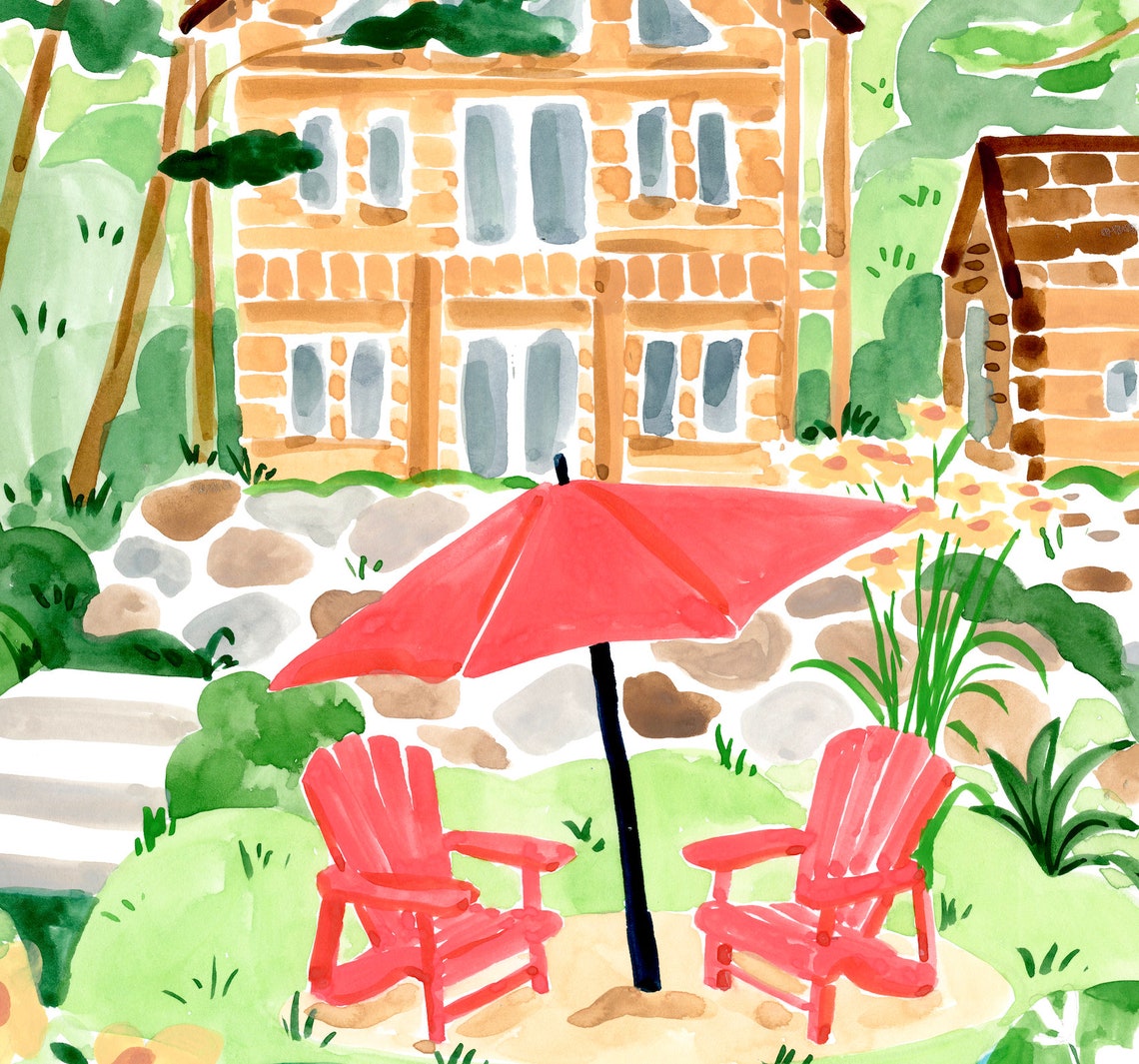 Canadian Cottage Print, Muskoka Chalet Flowers Art Print - Image 2
